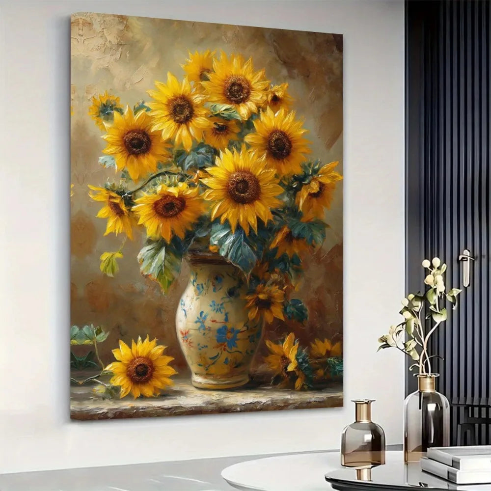 An Art Deco sunflower canvas print -