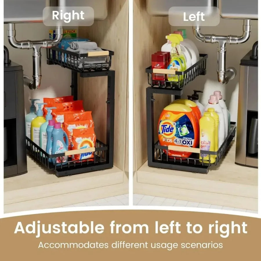 2 in Set Dish Drying Rack and Under Sink Organizer AND Pull Out Cabinet Shelf for Kitchen