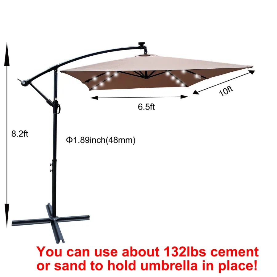 Rectangle 2x3M Outdoor Patio Umbrella Solar Powered LED Lighted