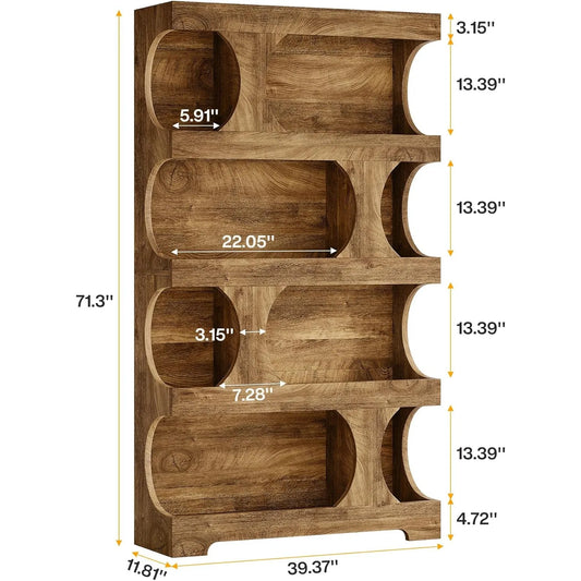 Modern Asymmetrical Bookshelf,Freestanding Display Shelf with Classic Shape,Large Library BookShelf for Living Room, Home Office