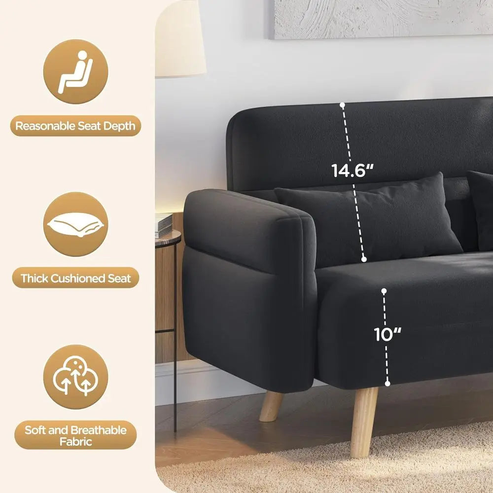 Sofa Loveseat Century 2 Seater Sofa Couch with Lumbar Pillows