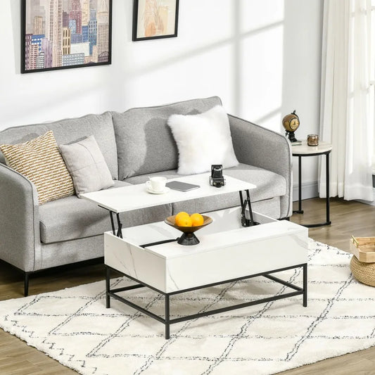 Lift Top Coffee Table Modern Hidden Storage Metal Legs