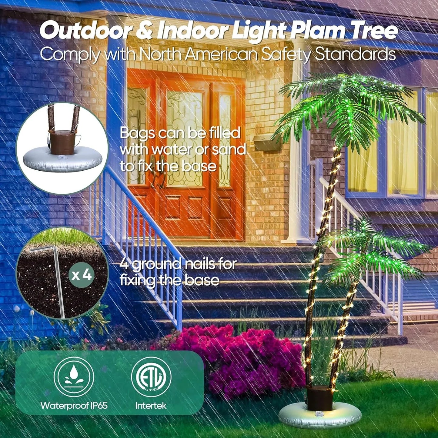 Lighted Palm Tree,6FT 192 LED Artificial Fake Trees Lights Christmas Trees Lights for Outdoor Christmas Decorations Patio Yard