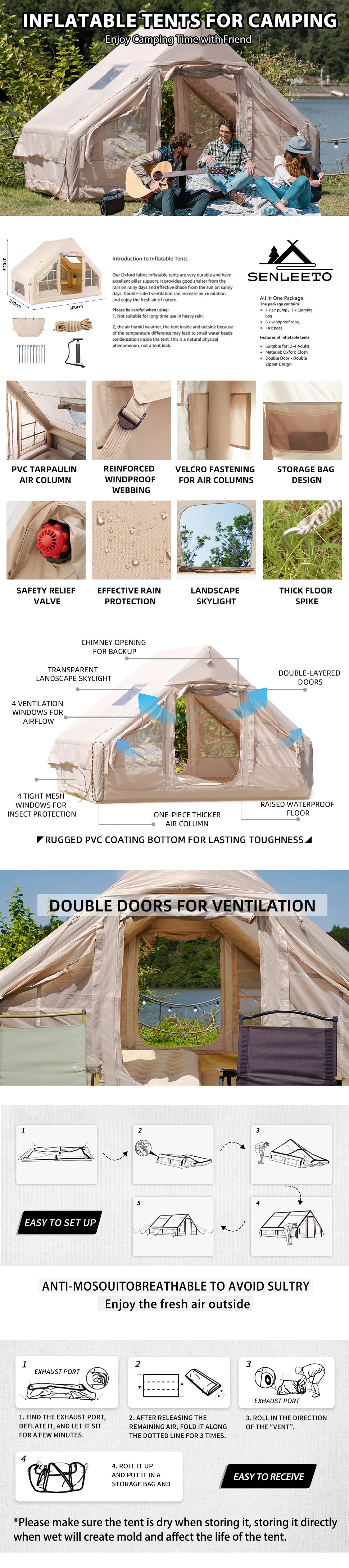 Easy Setup Inflatable Tent for Camping