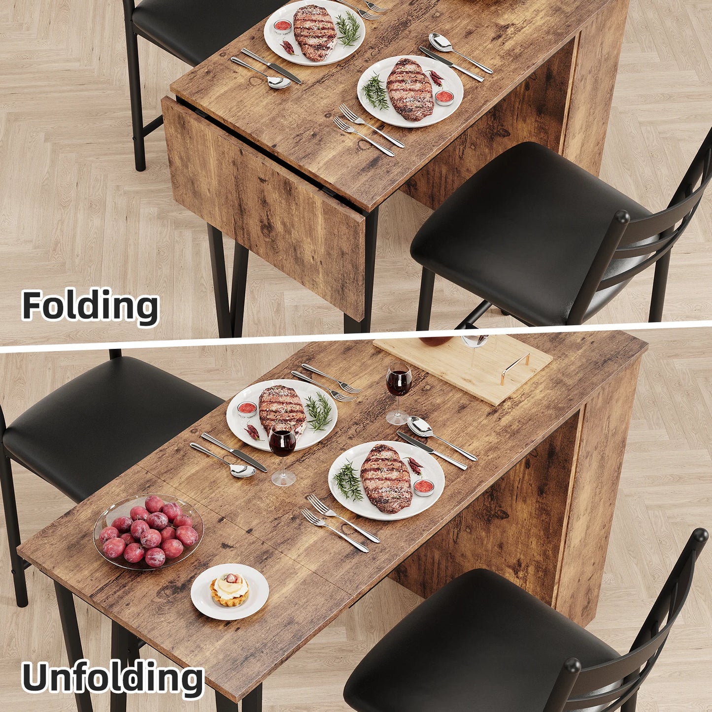 Bar Table and Chairs Storage Shelves