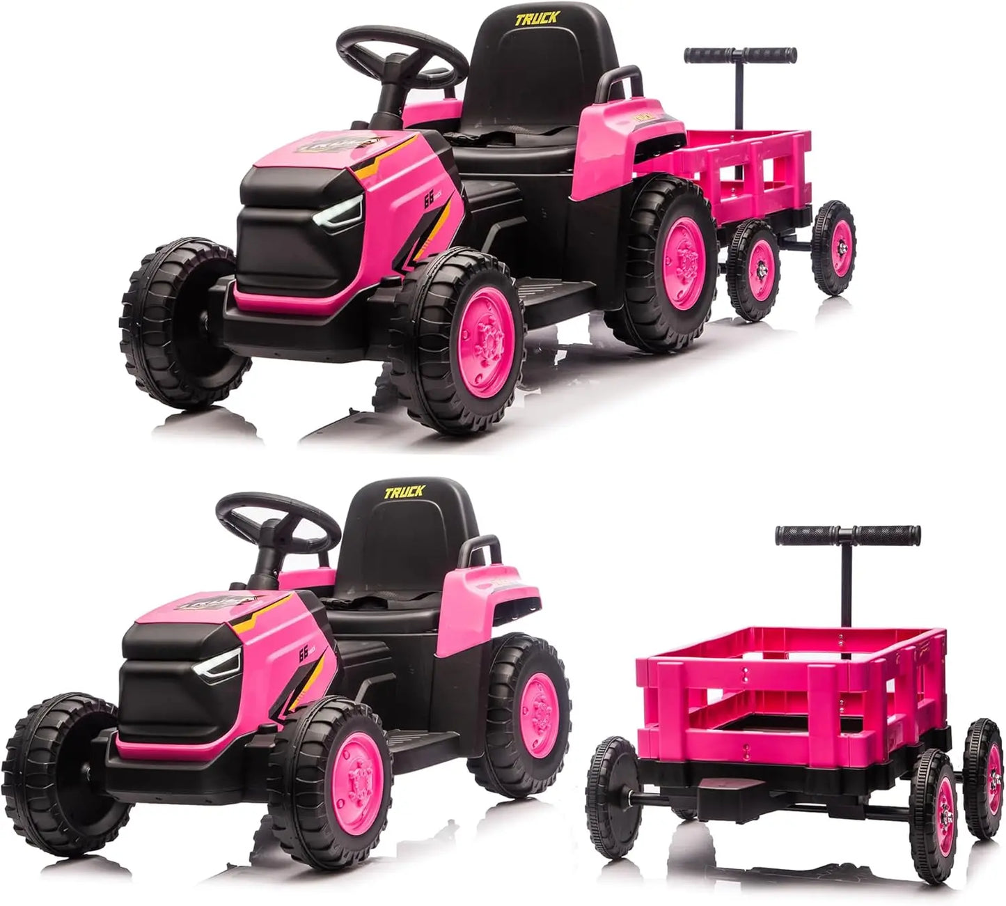 Toddlers Ride on Tractor with Detachable Garden Cart, 12V Electric Kids’ Vehicle Toys with Trailer, Up to 2.5 Mph Remote Control