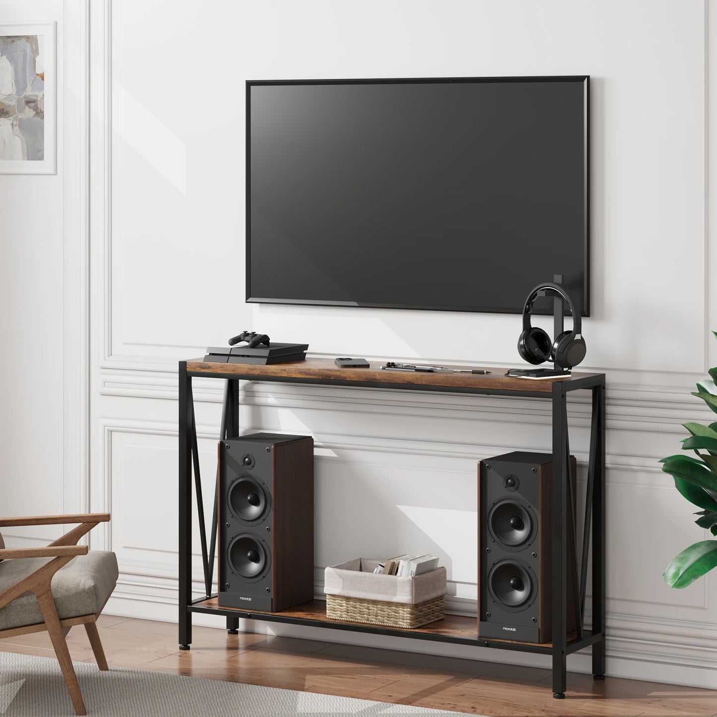 2-Tier Narrow Console Sofa Side Table for Entryway Hallway Living Room, Premium Entryway Furniture, 42.9in L x 9.8in W x 29.9in