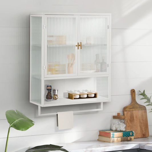 23.62" Modern Two-door Wall Cabinet with Glass Doors,