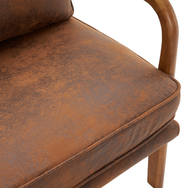 Oak Armrest Upholstered Single Lounge Chair