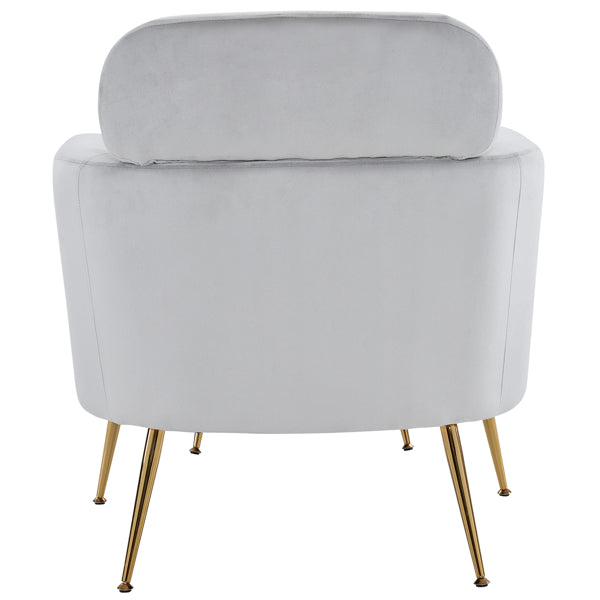 Half Disassembled Single Chair With Gold Feet And Pedals Flannelette Indoor Leisure Chair Light Gray