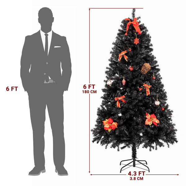 6ft 1600 Branches PVC Christmas Tree Black