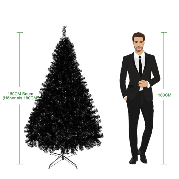 6ft 1600 Branches PVC Christmas Tree Black