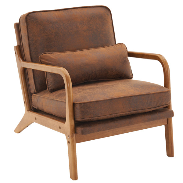 Oak Armrest Upholstered Single Lounge Chair