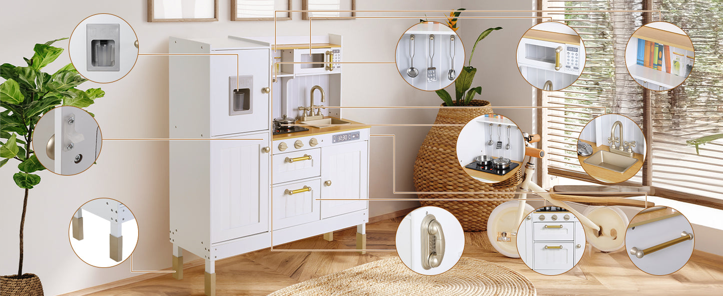 Play Kitchen for Kids, Cooking Playset w/Realistic Light & Sound