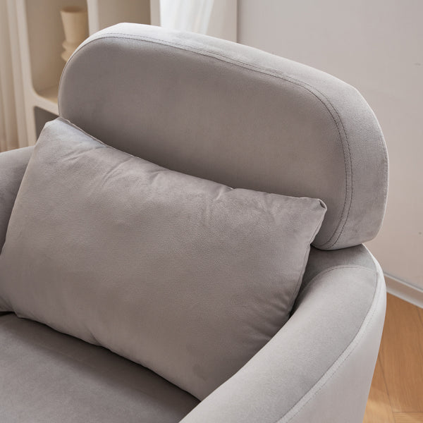 Half Disassembled Single Chair With Gold Feet And Pedals Flannelette Indoor Leisure Chair Light Gray