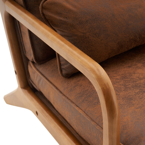 Oak Armrest Upholstered Single Lounge Chair