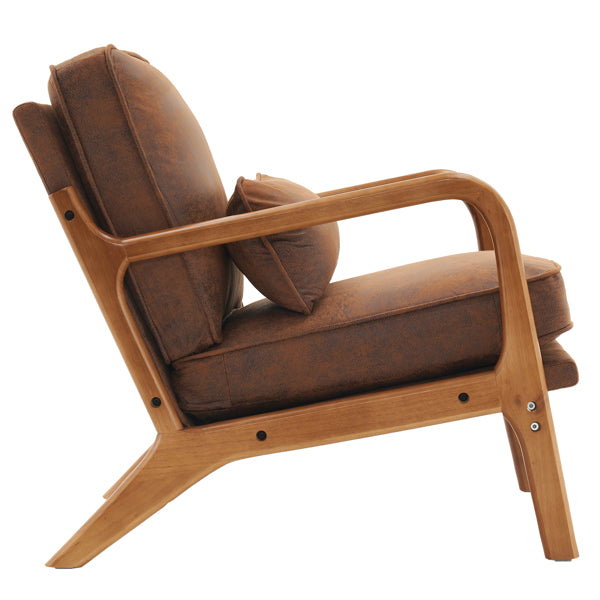 Oak Armrest Upholstered Single Lounge Chair