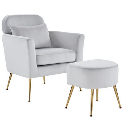 Half Disassembled Single Chair With Gold Feet And Pedals Flannelette Indoor Leisure Chair Light Gray