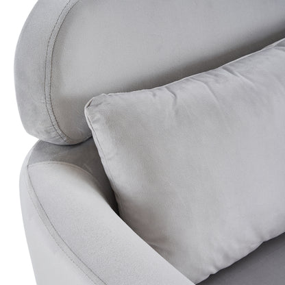 Half Disassembled Single Chair With Gold Feet And Pedals Flannelette Indoor Leisure Chair Light Gray