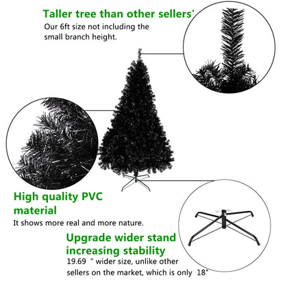 6ft 1600 Branches PVC Christmas Tree Black
