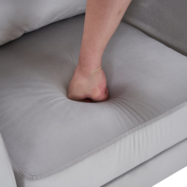 Half Disassembled Single Chair With Gold Feet And Pedals Flannelette Indoor Leisure Chair Light Gray