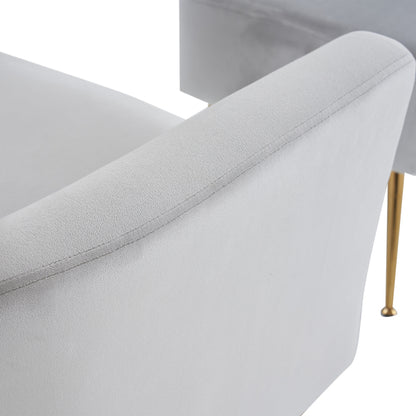 Half Disassembled Single Chair With Gold Feet And Pedals Flannelette Indoor Leisure Chair Light Gray