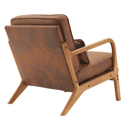 Oak Armrest Upholstered Single Lounge Chair