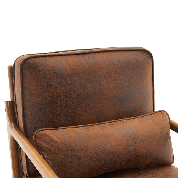 Oak Armrest Upholstered Single Lounge Chair