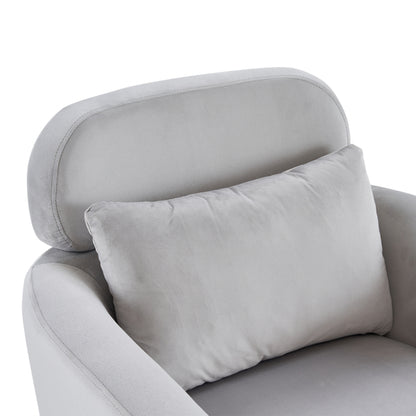 Half Disassembled Single Chair With Gold Feet And Pedals Flannelette Indoor Leisure Chair Light Gray