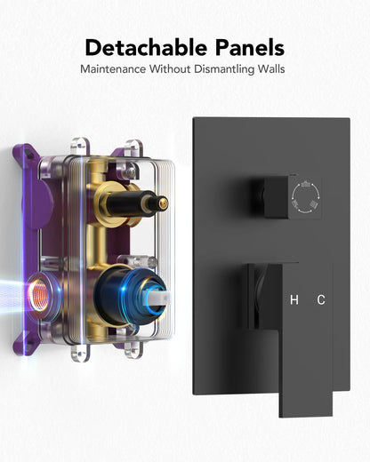 8 in. Wall Mount Shower Head Bathroom Shower System Faucet Set with Handheld Spray 6-Body Jets