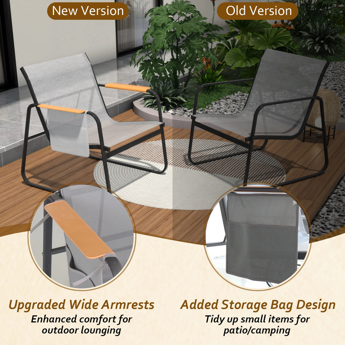 Double Tier Soft Canopy Patio Gazebo & 3-Piece Textilene Outdoor Furniture Set
