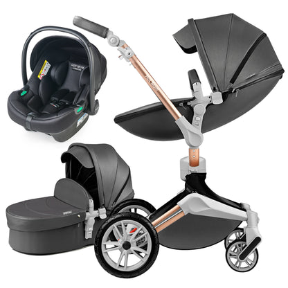 3 in 1 Convertible Baby Stroller Newborn Reversible Bassinet Pram Foldable Pushchair with ti-Shock Toddler Pushchair