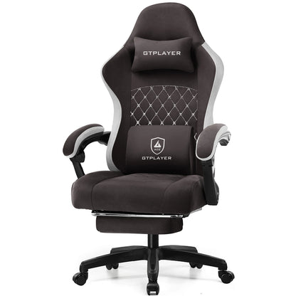 Gaming Chair with Pocket Spring Cushion, Linkage Armrests & Footrest, Ergonomic Office Chair with Lumbar Support