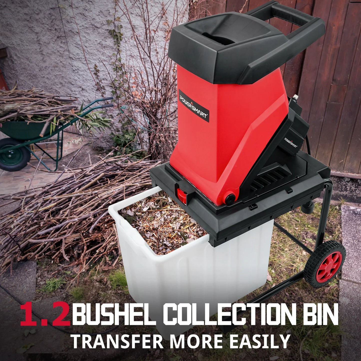15Amp Electric Wood Chipper Leaf Mulcher w/ Collection Bin PS12A