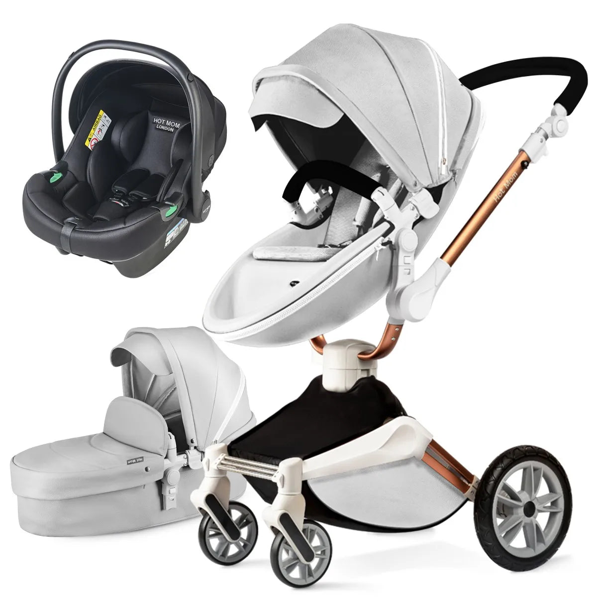 3 in 1 Convertible Baby Stroller Newborn Reversible Bassinet Pram Foldable Pushchair with ti-Shock Toddler Pushchair