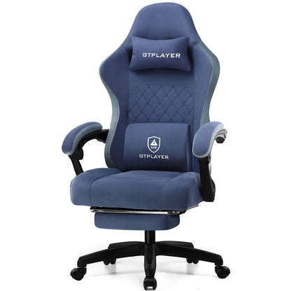 Gaming Chair with Pocket Spring Cushion, Linkage Armrests & Footrest, Ergonomic Office Chair with Lumbar Support