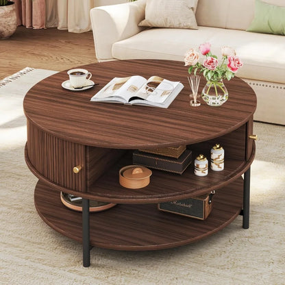 Lift Top Coffee Table, 4 in 1 Square Coffee Table with Storage Shelf & 2 Drawers, Modern Coffee Tables