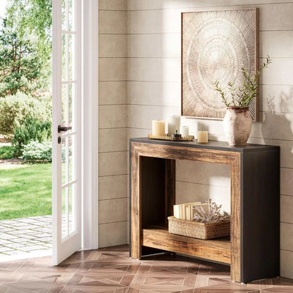Farmhouse Console Table, Behind Couch Sofa Table with Open Storage Shelves