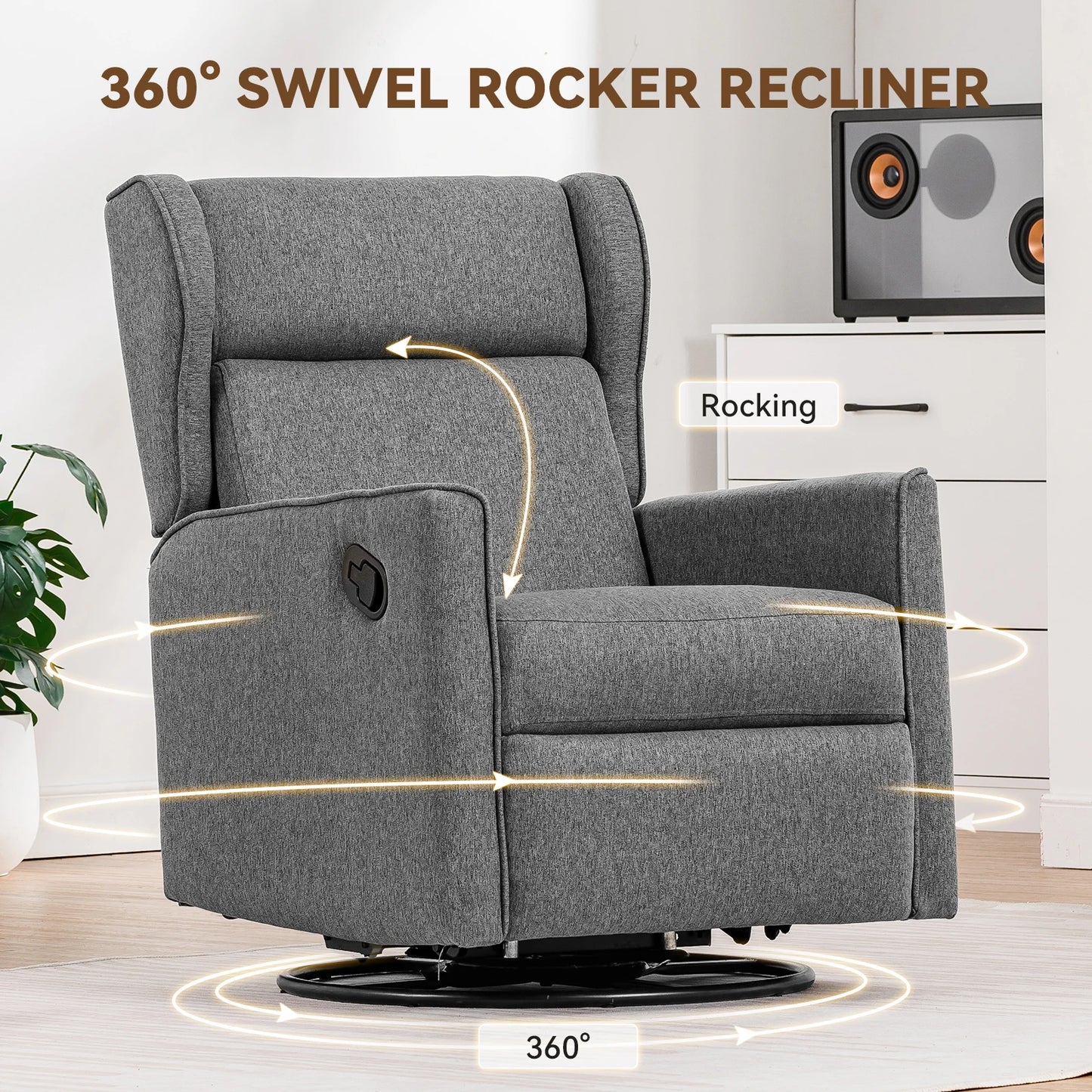 Comhoma Rocking Recliner Chair, Swivel Glider