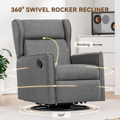 Comhoma Rocking Recliner Chair, Swivel Glider
