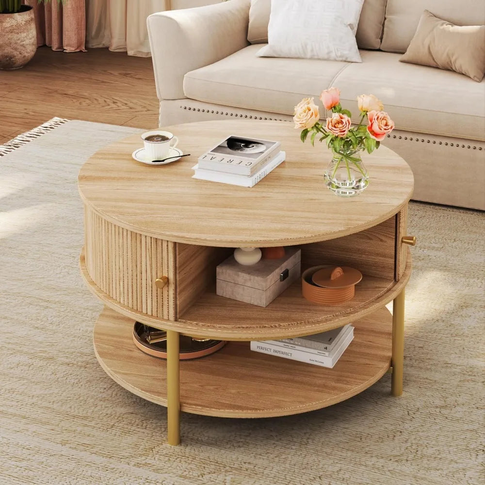 Lift Top Coffee Table, 4 in 1 Square Coffee Table with Storage Shelf & 2 Drawers, Modern Coffee Tables