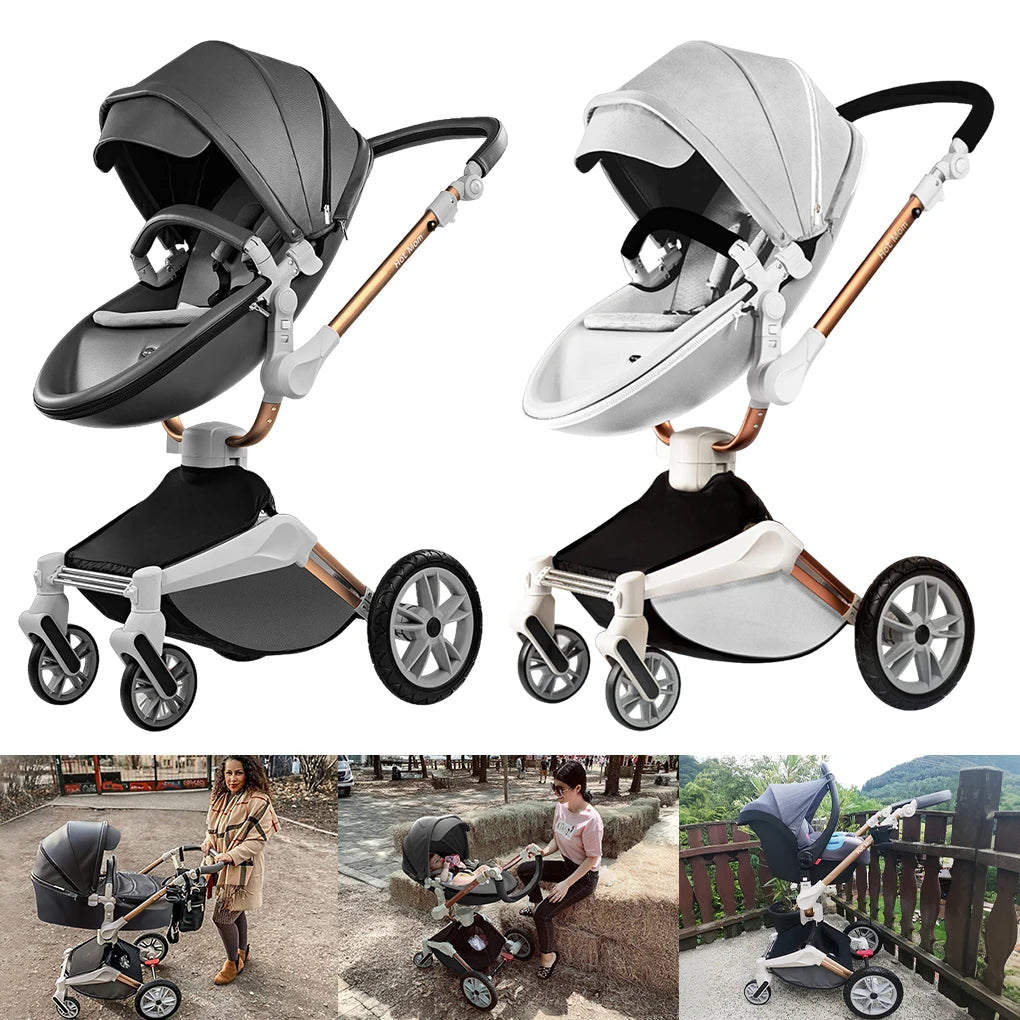 3 in 1 Convertible Baby Stroller Newborn Reversible Bassinet Pram Foldable Pushchair with ti-Shock Toddler Pushchair