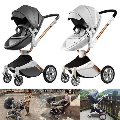 3 in 1 Convertible Baby Stroller Newborn Reversible Bassinet Pram Foldable Pushchair with ti-Shock Toddler Pushchair
