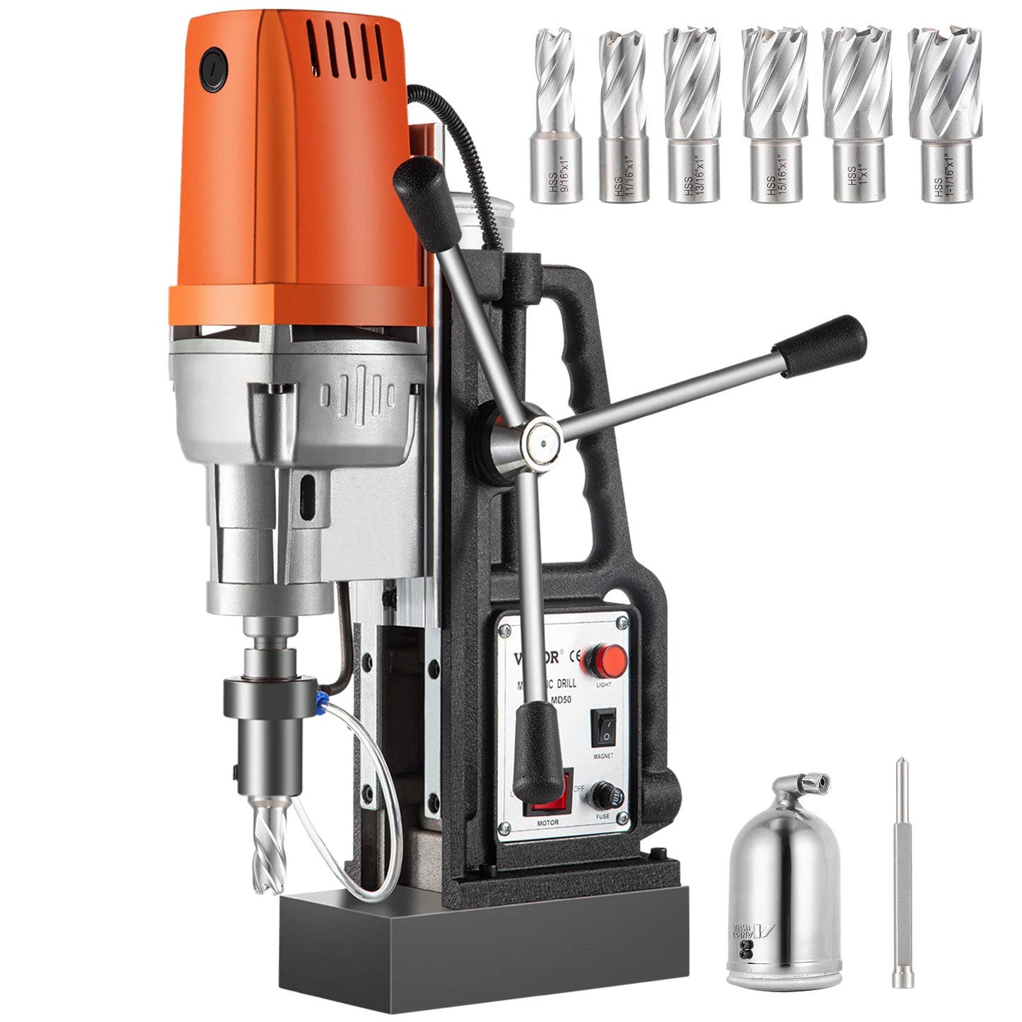 Magnetic Drill Press Kit 1680W Electric Bench Drilling Machine 2900LBS Magnet with HSS Annular Cutter Bits