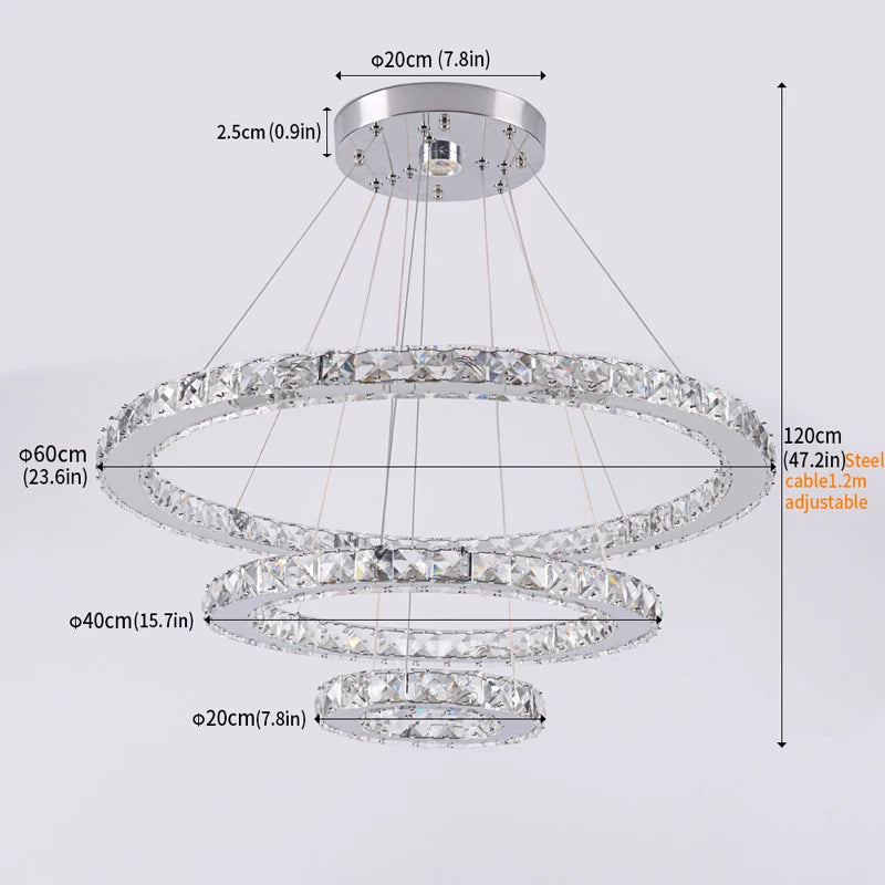 Modern Crystal Chandeliers Ring-Shaped Pendant Lights Living Room And Kitchen Decoration Led Ceiling Lamps Hanging Luminaire