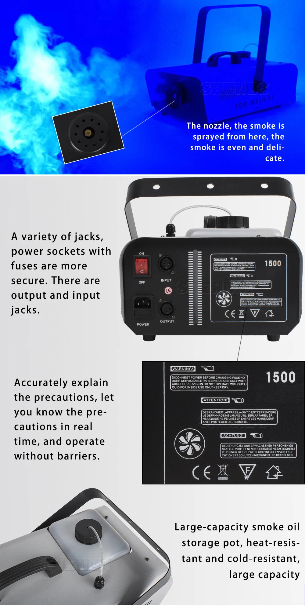 2pcs Wireless Remote 1500W Smoking Machine DJ Fog
