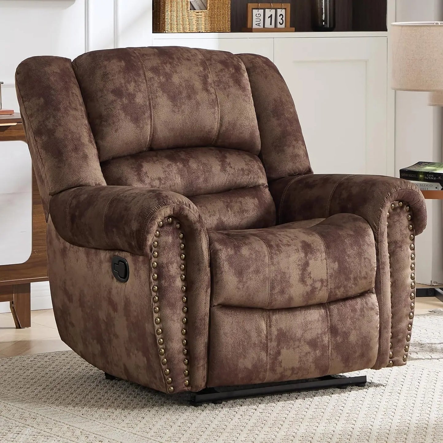 Manual Recliner Chair Comfortable Arms Back Living Room White Grey Custom