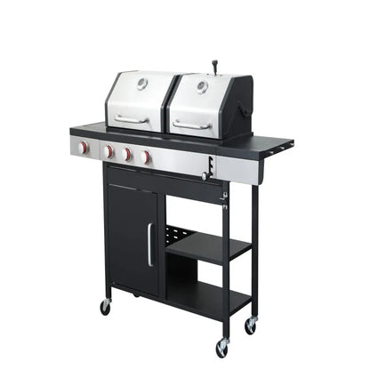 3-Burner Propane Gas BBQ combined with charcoal grill