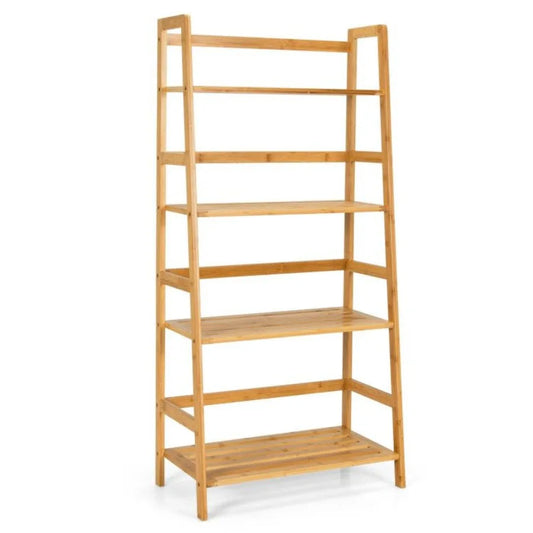 4Tier Bamboo Bookshelf Ladder Shelf Plant Stand Rack