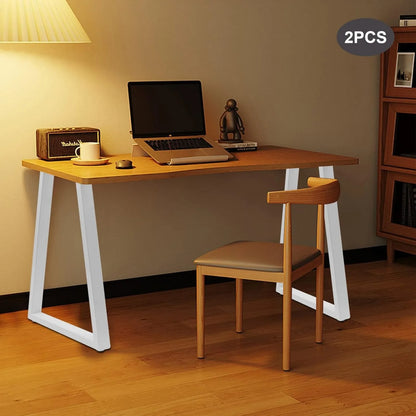 28Inch White Metal Table Legs, 2pcs Trapezoidal Table